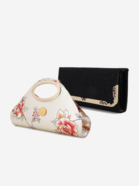 

Element Cart Set Of 2 Black & Cream Coloured Printed Purse Clutch