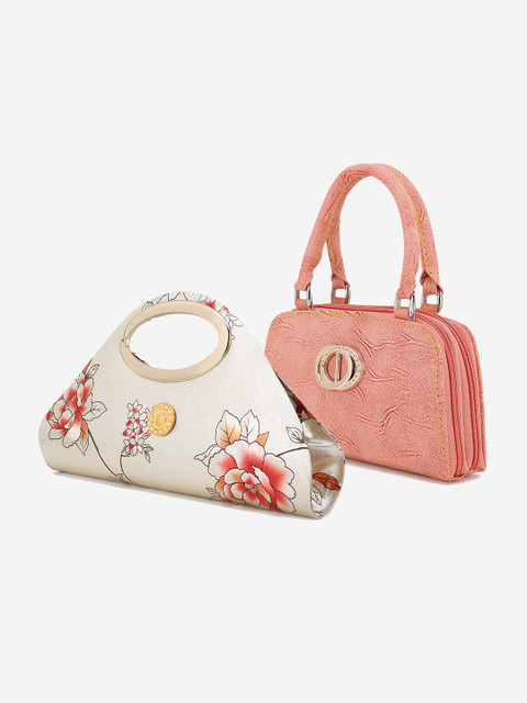 

Element Cart Set Of 2 Off-White & Red Printed Purse Clutches