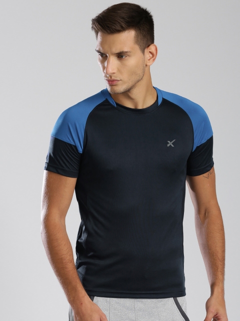 

HRX by Hrithik Roshan Men Navy Colourblocked Running T-shirt, Navy blue