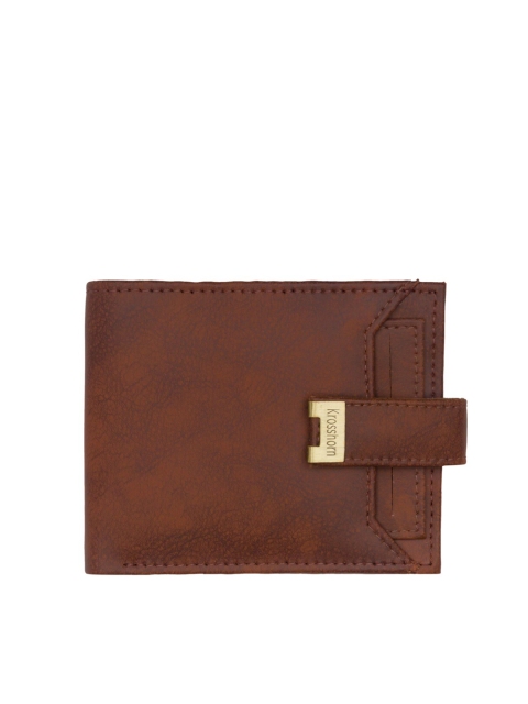 

Krosshorn Men Brown Textured RFID Protected Two Fold Wallet