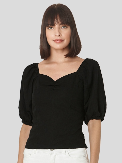 

Vero Moda Black Sweetheart Neck Puff Sleeve Regular Top