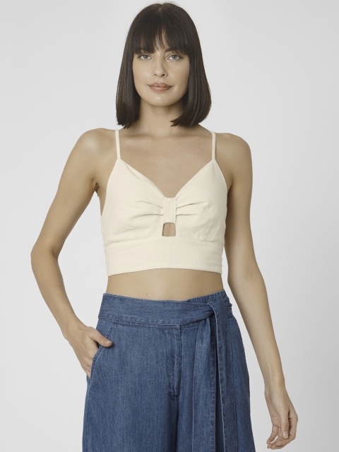 

Vero Moda Off White Bralette Smocked Crop Top