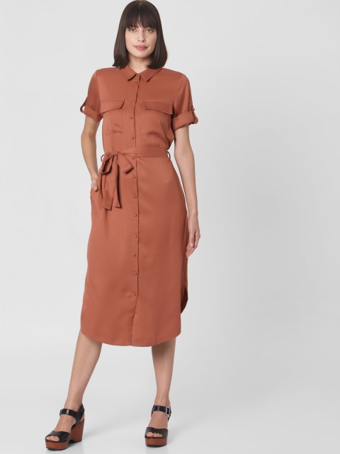 

Vero Moda Brown Shirt Midi Dress