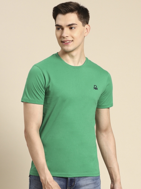 

United Colors of Benetton Men Green Cotton T-shirt
