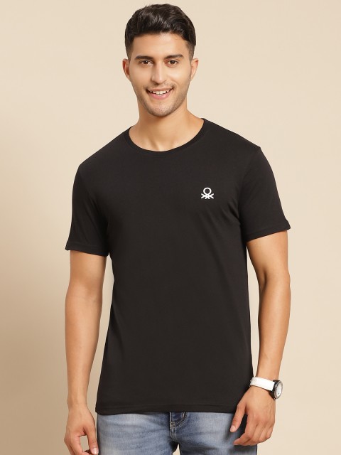 

United Colors of Benetton Men Black Cotton T-shirt