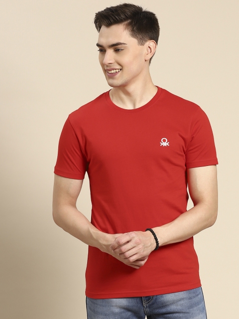 

United Colors of Benetton Men Red Cotton T-shirt