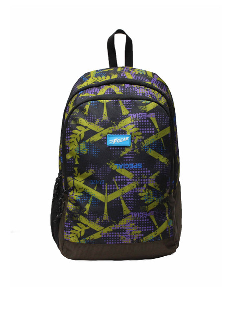 

F Gear Unisex Green & Black Graphic Backpacks with Compression Straps