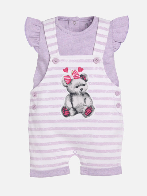 

BABY GO Kids Purple & White Solid Top with Shorts