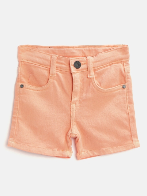 

Cherokee Girls Coral Orange Solid Mid-Rise Coloured Denim Shorts