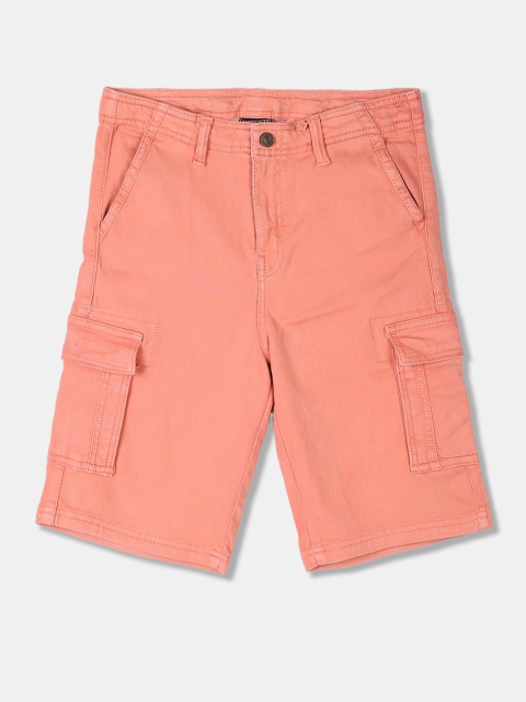 

Cherokee Boys Coral Pink Mid-Rise Cargo Shorts
