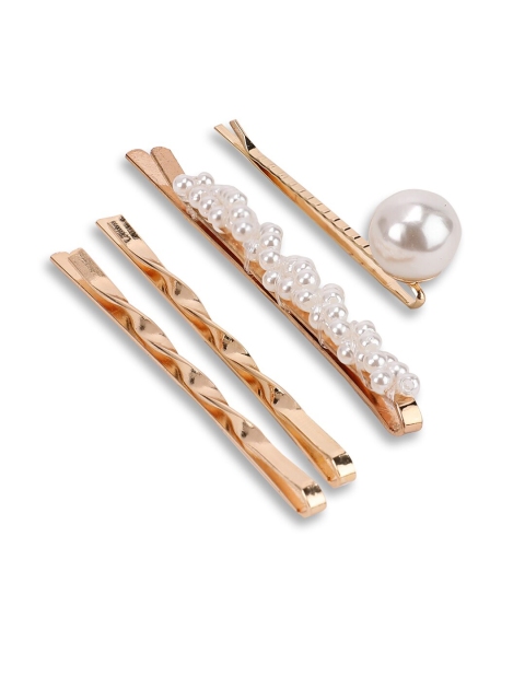 

Kazo Set Of 4 Gold-Plated & White Pearl Embellished Bobby Pins