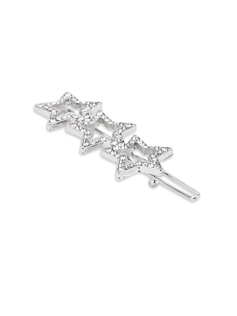 

Kazo Silver-Toned & White Embellished Bobby Pins