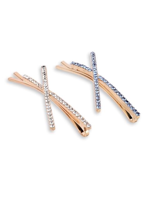 

Kazo Women Rose Gold & Blue Set of 2 Embellished Bobby Pins