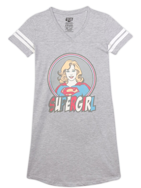 

Nap Chief Girls Grey & White Printed Nightdress