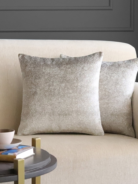 

GM Grey Set of 2 Solid Velvet Square Cushion Covers
