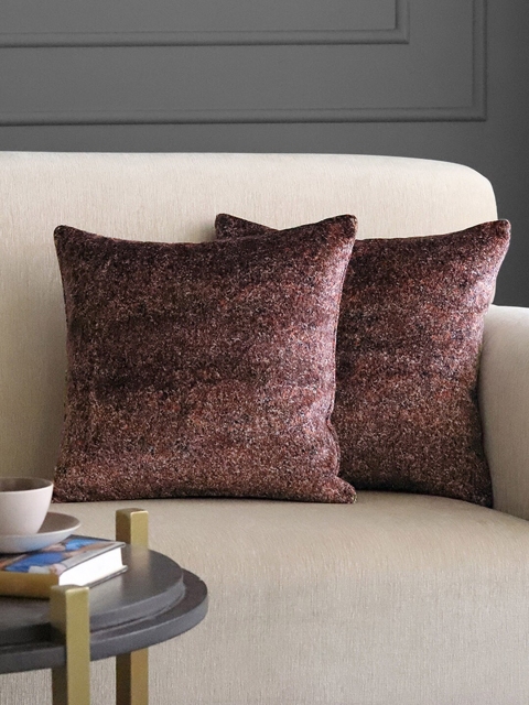 

GM Orange & Blue Set of 2 Self Design Square Cushion Covers