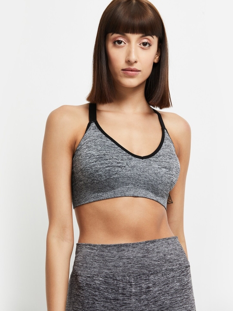 

max Grey & Black Solid Non-Wired Non Padded Workout Bra PA20FIT10GREY