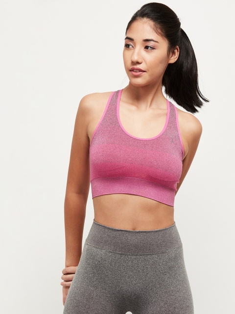 

max Pink Self Design Non-Wired Non Padded Workout Bra