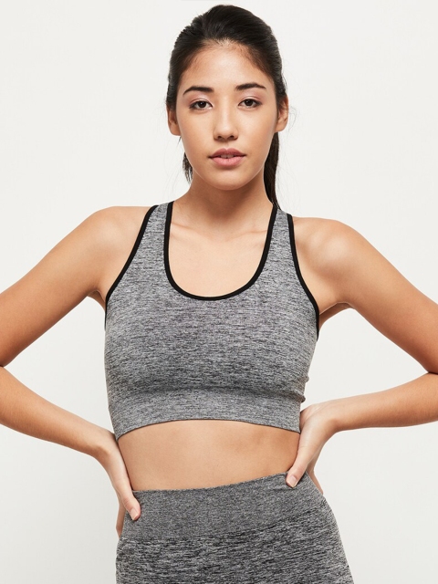 

max Charcoal & Black Solid Non-Wired Non Padded Workout Bra SP21FIT02