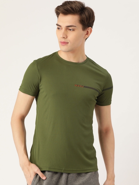 

Sweet Dreams Men Olive Green Solid Round Neck T-shirt