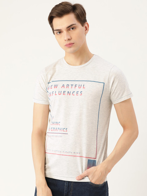 

Sweet Dreams Men Grey Melange Typography Printed T-shirt