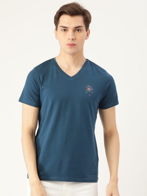 

Sweet Dreams Men Teal Blue Solid Athleisure T-shirt