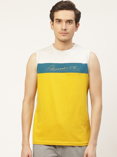 

Sweet Dreams Men Mustard Yellow & White Colourblocked Lounge T-Shirt