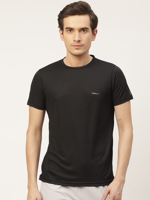 

Sweet Dreams Men Black Self-Striped T-shirt