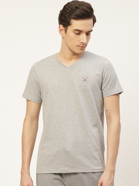 

Sweet Dreams Men Grey Solid V-Neck Lounge T-shirt