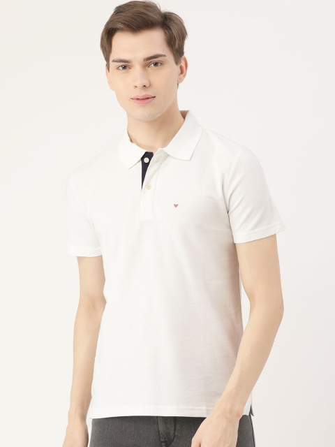

Sweet Dreams Men White Polo Collar Athleisure T-shirt