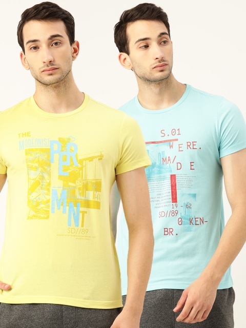 

Sweet Dreams Men Pack Of 2 Printed Round Neck Lounge T-shirt, Yellow