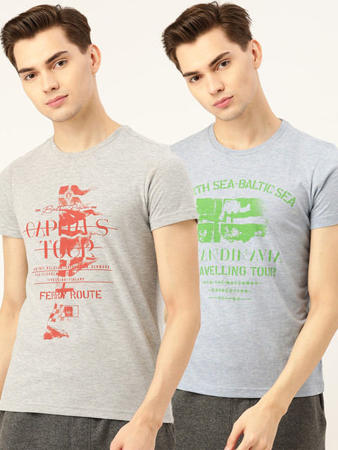 

Sweet Dreams Men Pack Of 2 Printed Round Neck Lounge T-shirt, Grey