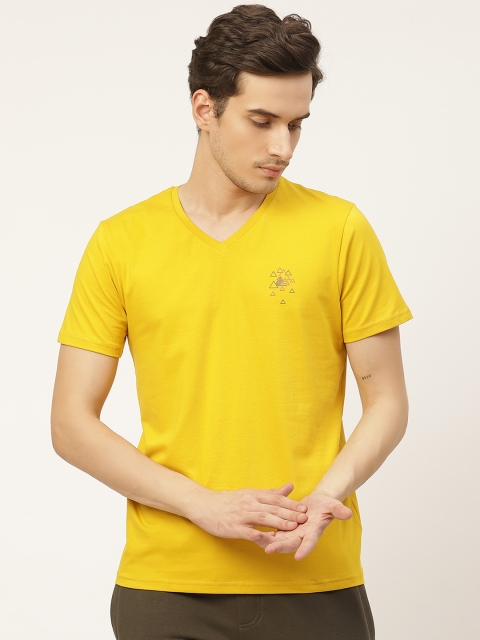 

Sweet Dreams Men Mustard Yellow Solid V-Neck Lounge T-shirt