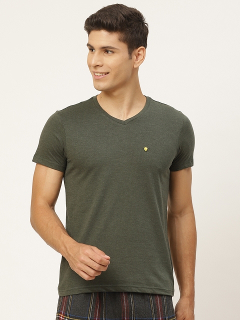 

Sweet Dreams Men Olive Green Solid Lounge Tshirt