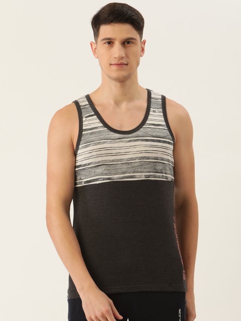 

Sweet Dreams Men Black & Grey Melange Colourblocked Lounge T-shirt