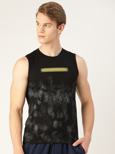 

Sweet Dreams Men Black & Grey Geometric Print Athleisure Lounge Tshirt