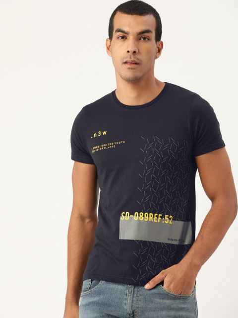 

Sweet Dreams Men Navy Blue & Grey Graphic Printed T-shirt