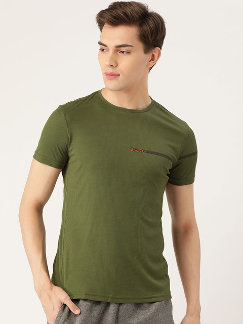 

Sweet Dreams Men Olive Green Solid Round Neck T-shirt