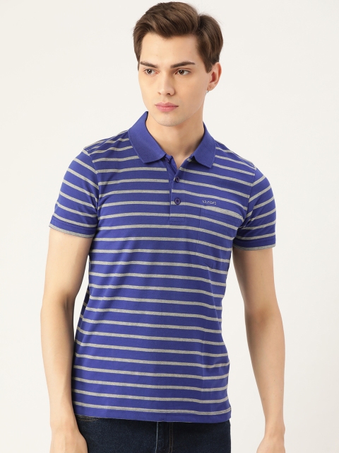 

Sweet Dreams Men Blue Striped Polo Collar T-shirt