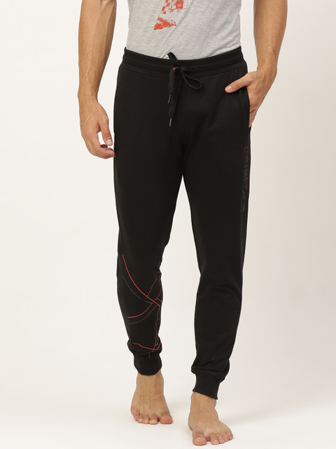 

Sweet Dreams Men Black Printed Detail Athleisure Lounge Joggers