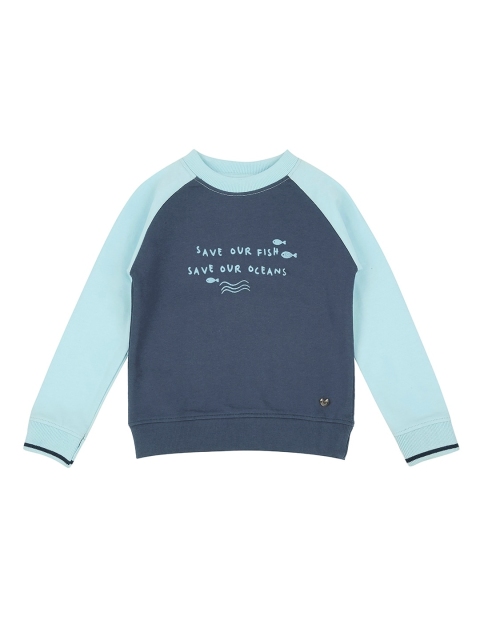 

Ed-a-Mamma Boys Navy Blue Printed Sustainable Sweatshirt