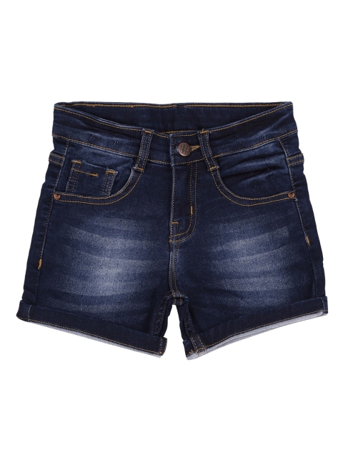 

Ed-a-Mamma Boys Blue Solid Regular Fit Denim Sustainable Shorts