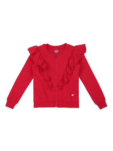 

Ed-a-Mamma Girls Red Ruffled Solid Sustainable Sweatshirt