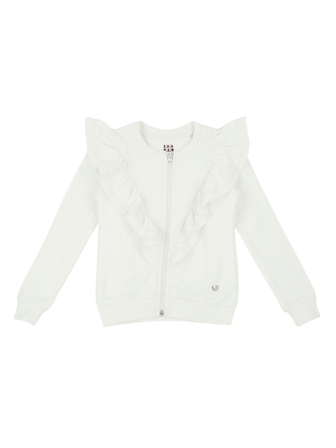 

Ed-a-Mamma Girls White Self Design Sustainable Sweatshirt