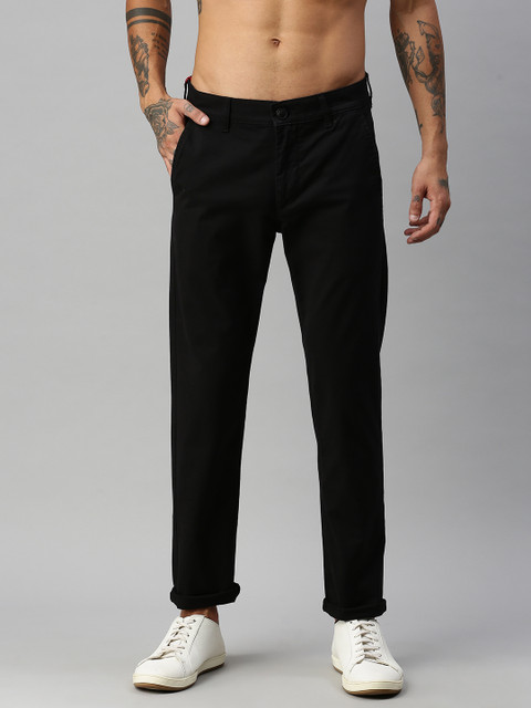 

Harvard Men Black Solid Mid-Rise Regular Fit Trousers