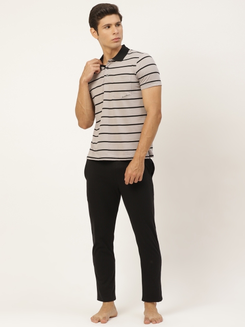

Sweet Dreams Men Grey & Black Striped Night suit