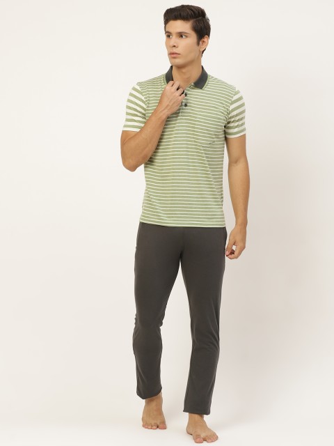 

Sweet Dreams Men Green & Charcoal Grey Striped Night suit