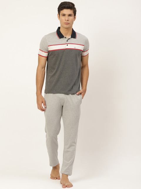 

Sweet Dreams Men Grey Colourblocked Night suit