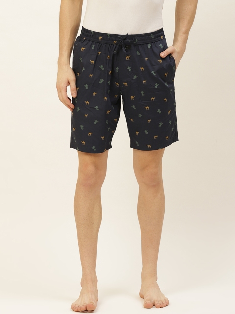 

Sweet Dreams Men Navy Blue & Khaki Pure Cotton Camel Printed Lounge Shorts