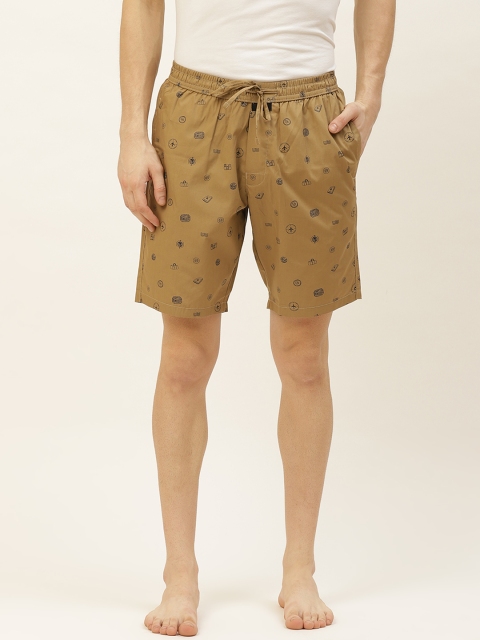

Sweet Dreams Men Beige & Black Pure Cotton Conversational Print Lounge Shorts